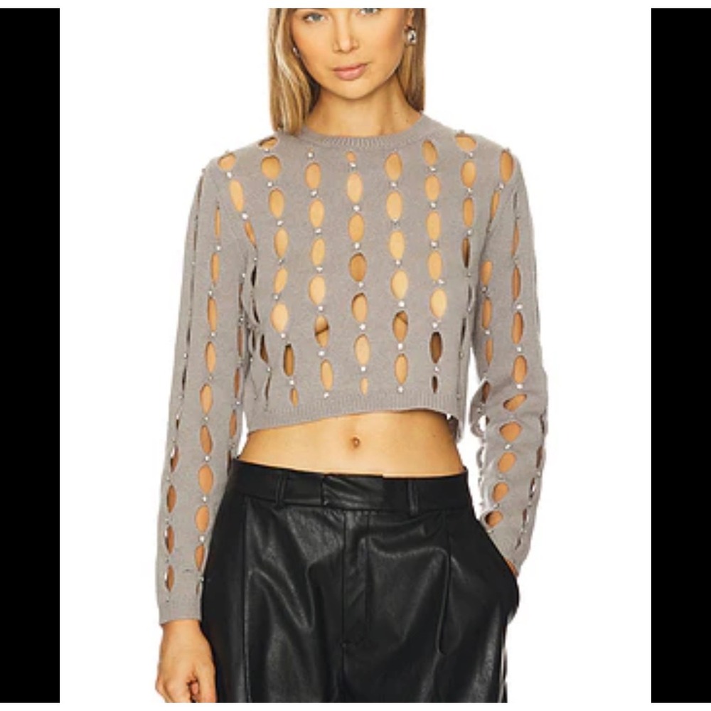 NWT Nonchalant Label Nils sweater cropped cutout wool M gray boho rave festival